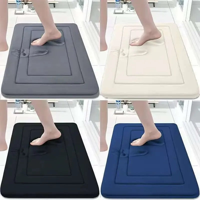 Thickened memory foam anti-slip bathroom mat with coral velvet surface in grey
