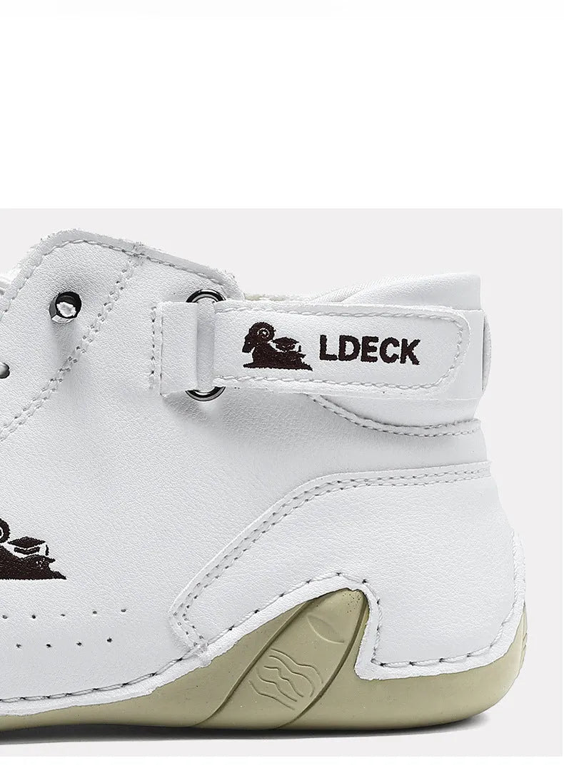 Octopus men's khaki high top boots with round toe and non-slip rubber sole.