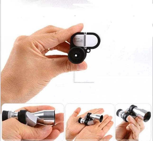 Compact aluminium alloy 8x20 pocket monocular telescope with foldable rubber eye cup