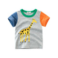Boys' cotton T-shirt with animal graphic print in sizes 90-140cm