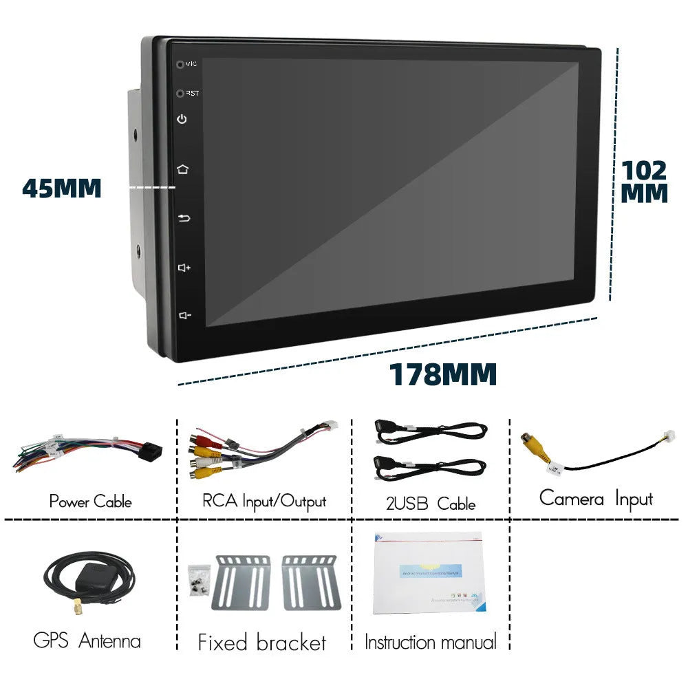 Black universal Carplay navigation MP5 player with 7 inch screen for manual transmission vehicles