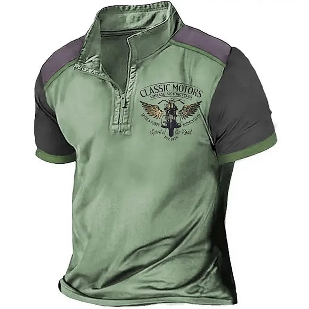Golf 3D printed polo shirt in solid colour with digital printing, loose fit pullover style