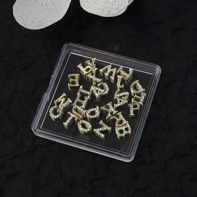 12 Constellation Nail Art Accessories set of metal alloy Princess Series decals with letters pattern in gold tone