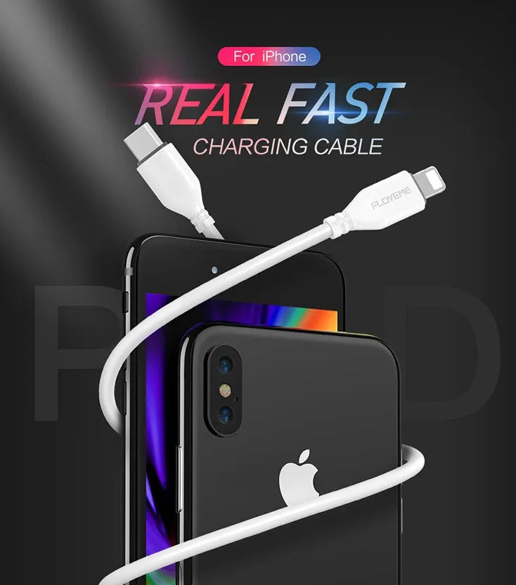White braided USB-C to Lightning cable measuring 1 metre for iPhone and iPad charging