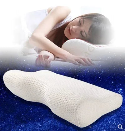Blue or milky white butterfly-shaped memory foam cervical pillow for neck support