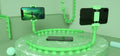 Flexible worm-style mobile phone holder with suction cup base showing 62cm reach and 360-degree rotation