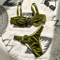 Women's A371 green 3D flower swimsuit briefs with polyester lining