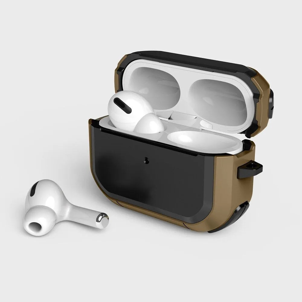 Black AirPods protective shell case for AirPods 1, 2, and Pro models on a white background.