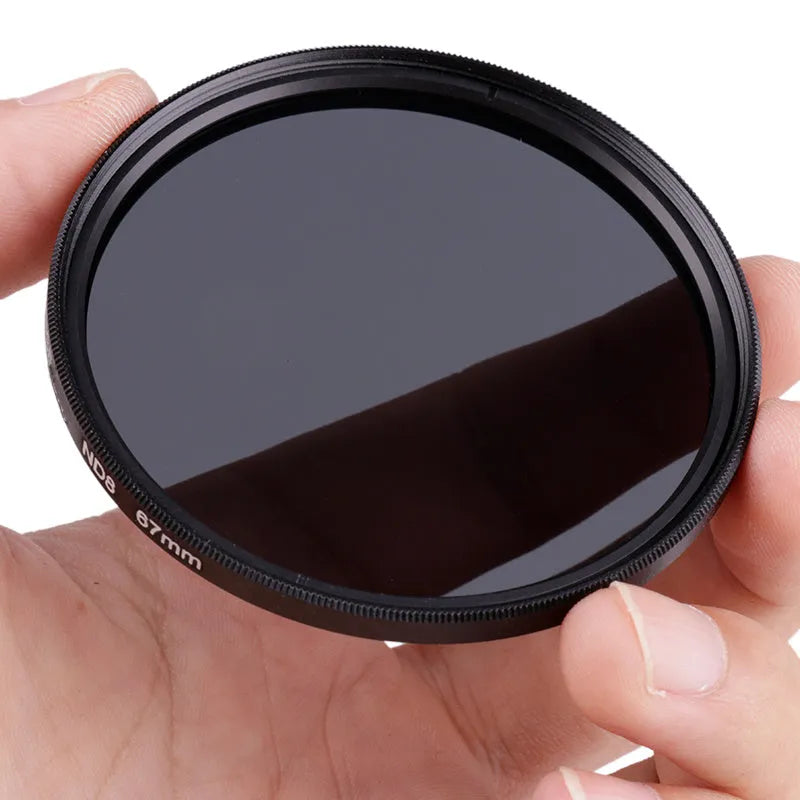 ND8 digital camera filter reducer with aviation aluminium frame for 49mm to 82mm lenses.