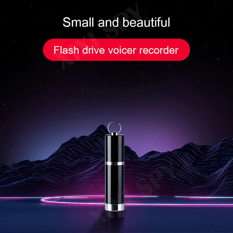 Black Amoi A1 metal voice recorder with display and included headset.