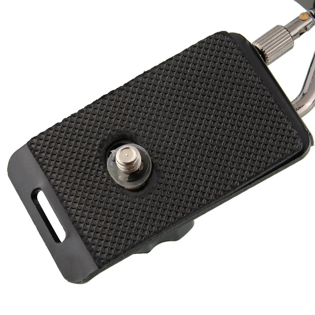 Black professional dual shoulder strap for two SLR cameras, showing nylon fabric and padded shoulders.