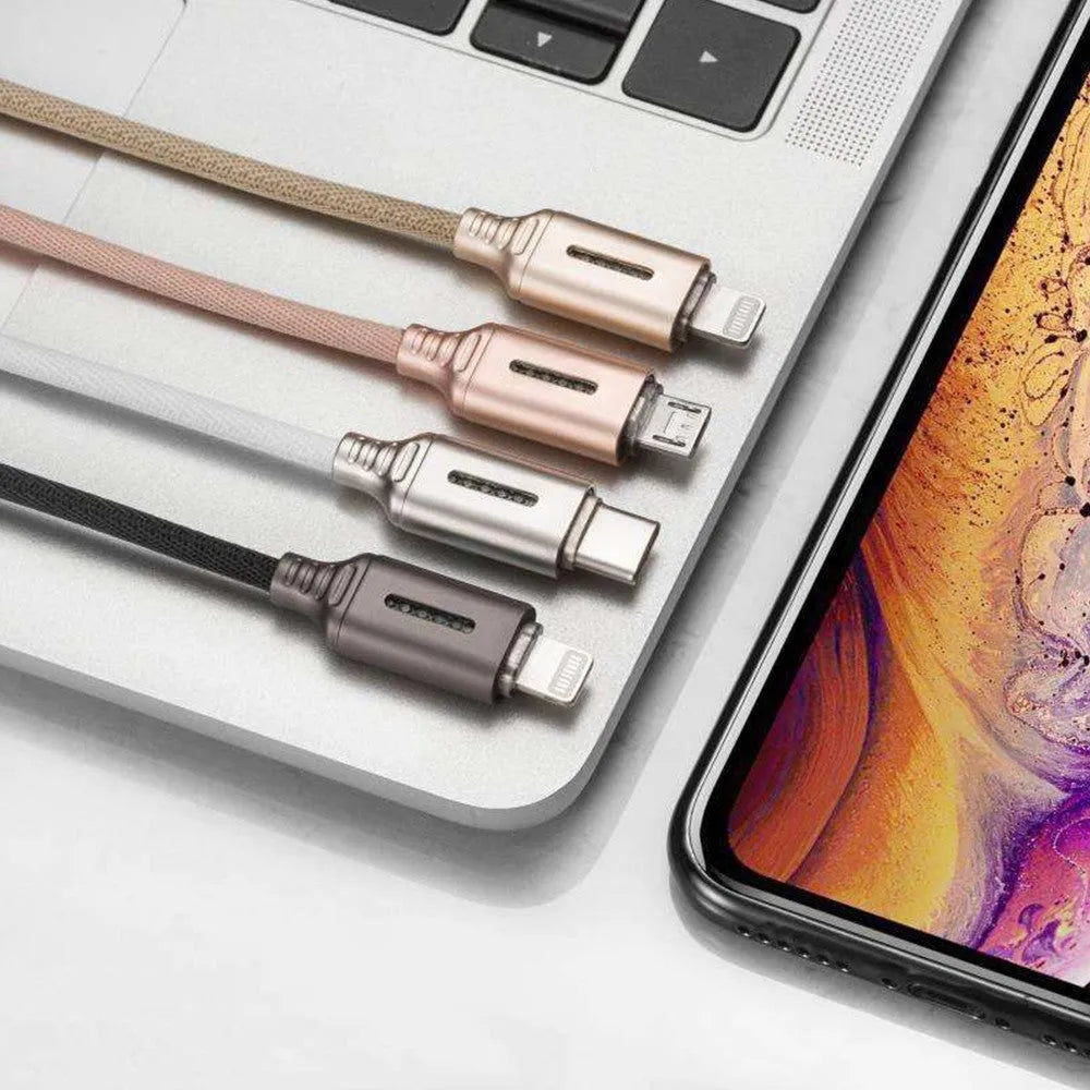 Fabric braided USB charging cable in multiple colours with 1 metre length