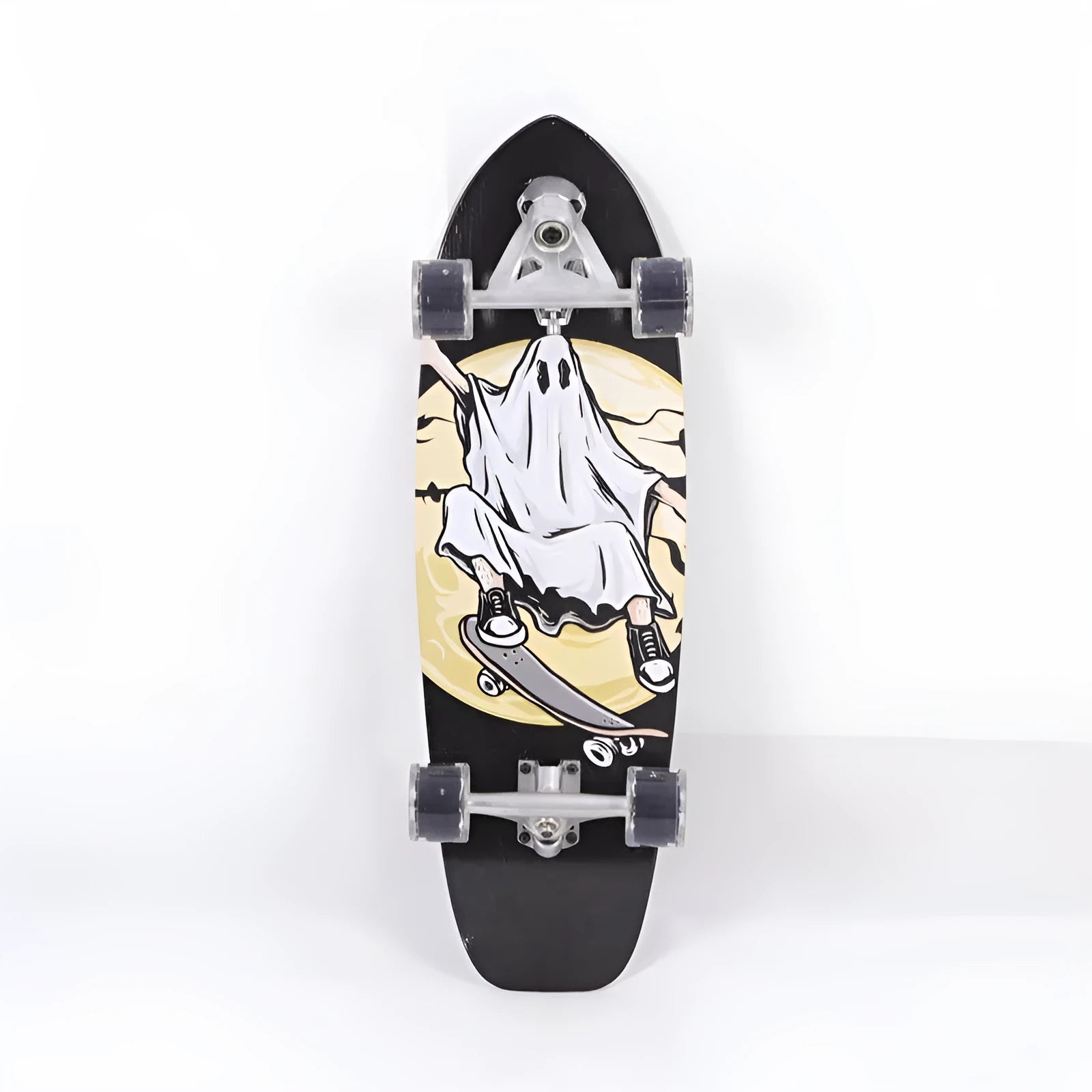 White 31-inch maple wood street scooter with traditional kicktail design