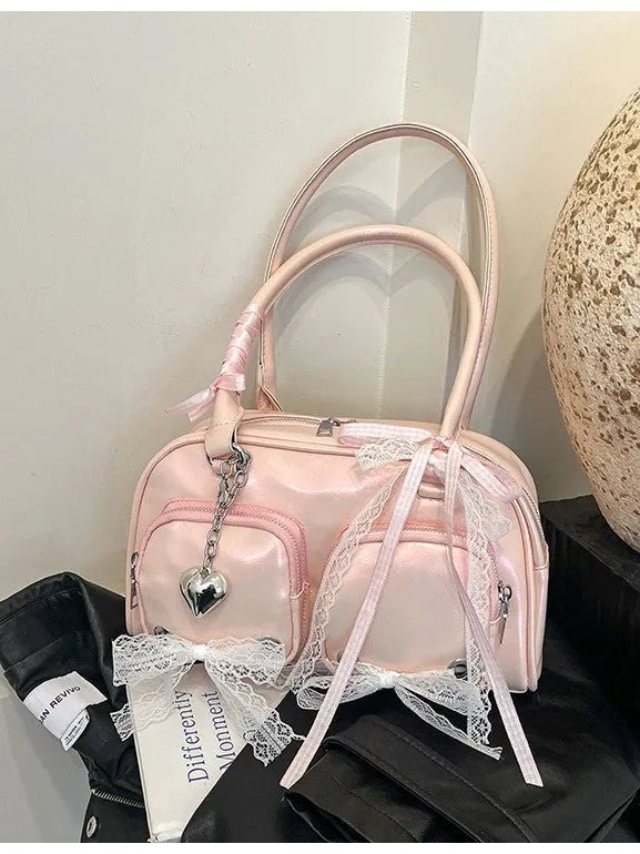 Large capacity soft PU leather shoulder bag in horizontal square shape with mobile phone pocket