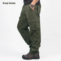 Men's thick cotton velvet trousers with wool lining in loose fit straight leg style