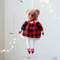 Princess and gentleman plush bear doll couple in cotton suit and plaid cloth