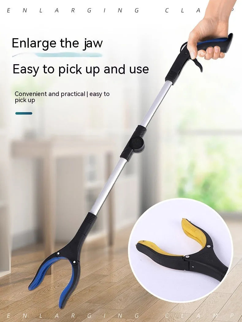 Foldable aluminium garbage clamp with magnet sucker showing blue handle colour