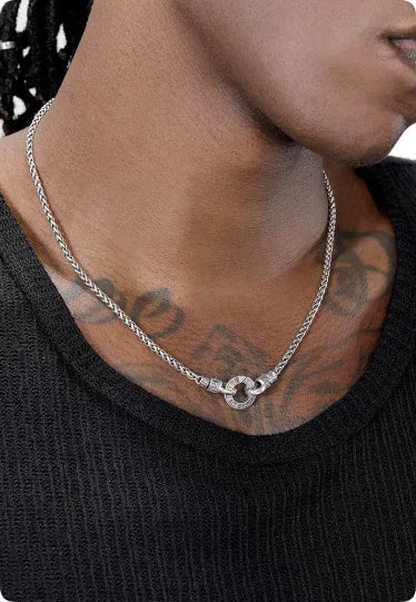 Silver clavicle necklace with 925 sterling silver pendant on adjustable length chain