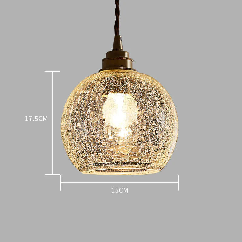 Retro brass and glass ball chandelier ceiling light with copper body