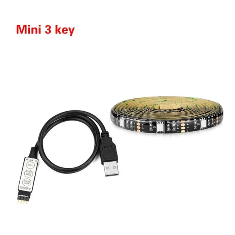Flexible LED strip light with 30 LEDs per metre shown bent around a corner.