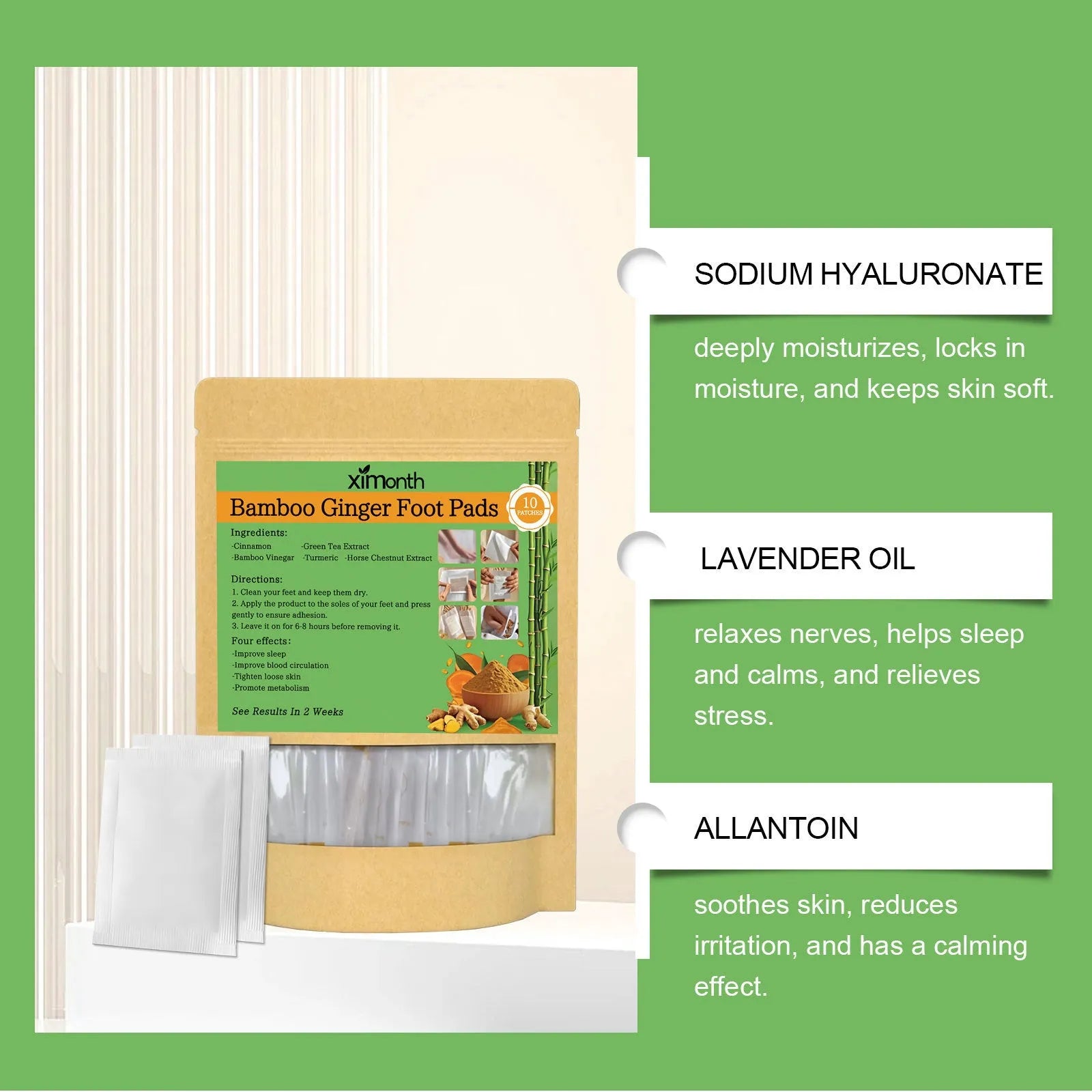 10-pack adhesive health patches with ginger, turmeric, and botanical ingredients for daily massage