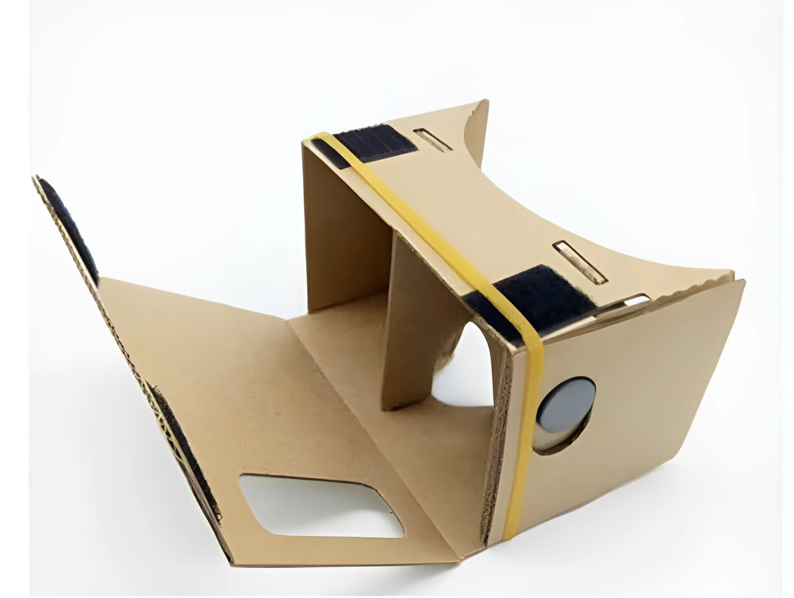 Pink and white VR cardboard glasses for smartphones with 3D lenses