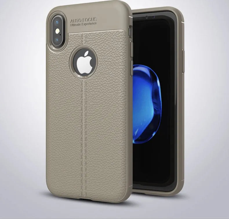 WeFor OnePlus phone case with black PU leather back and soft silicone sides on a OnePlus 6.