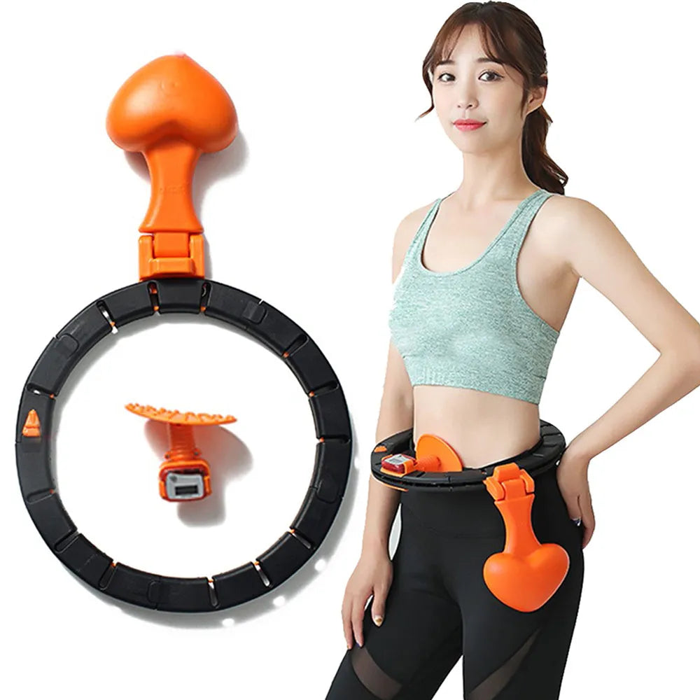 Smart hoop fitness auto-counting detachable weight black hula hoop with nylon material and steel ball core