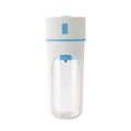 Blue portable USB electric juicer blender with 400ml clear plastic cup on a table
