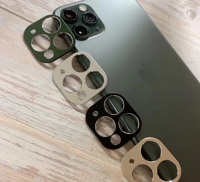 Metal camera lens protection ring for iPhone 11 and iPhone 11 Pro in various colour options.