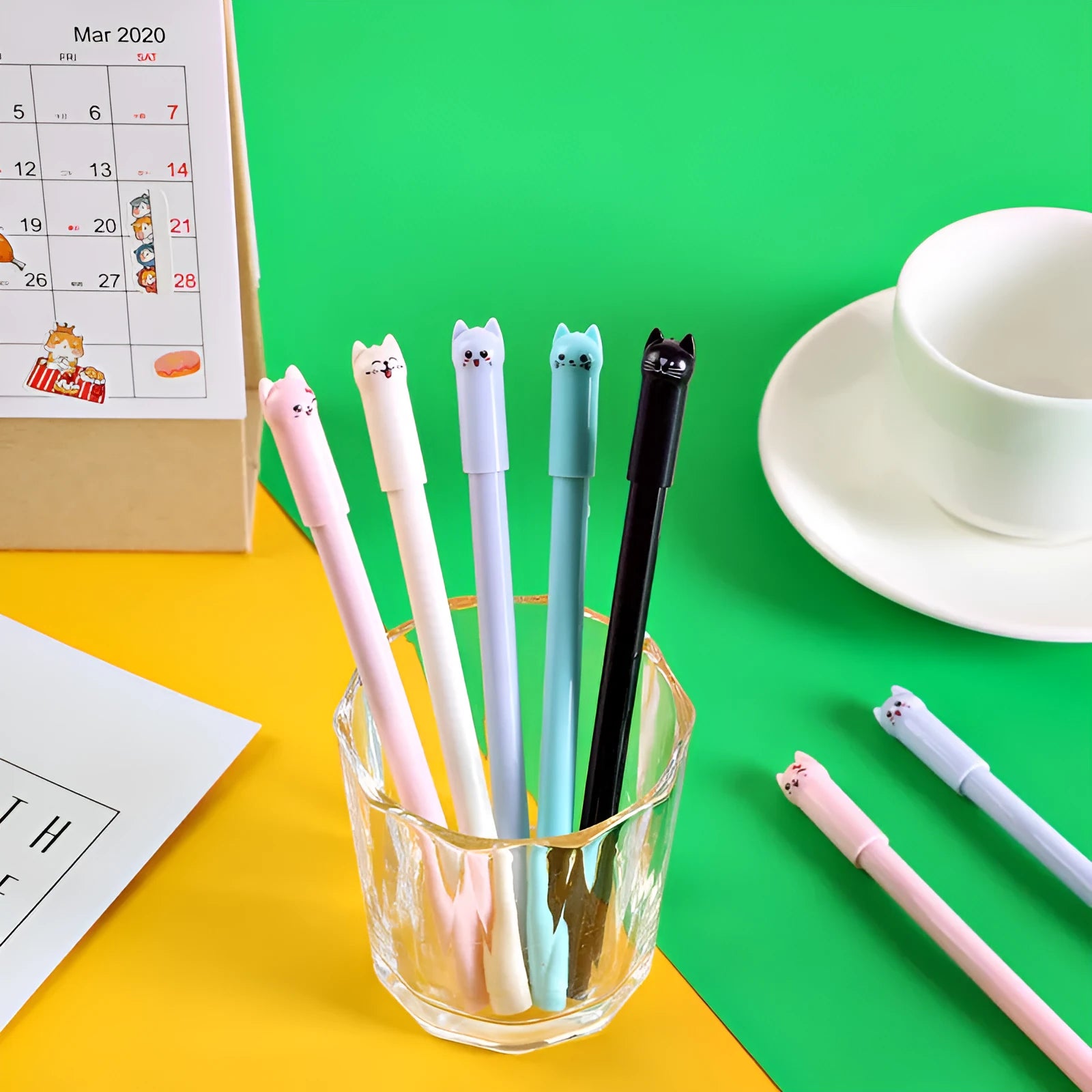 Cute pendulum cat gel pen with 0.5mm tip in various colour options