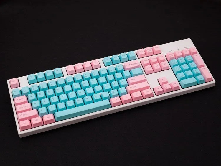 Pink PBT keycaps with side-printed legends for mechanical keyboard replacement