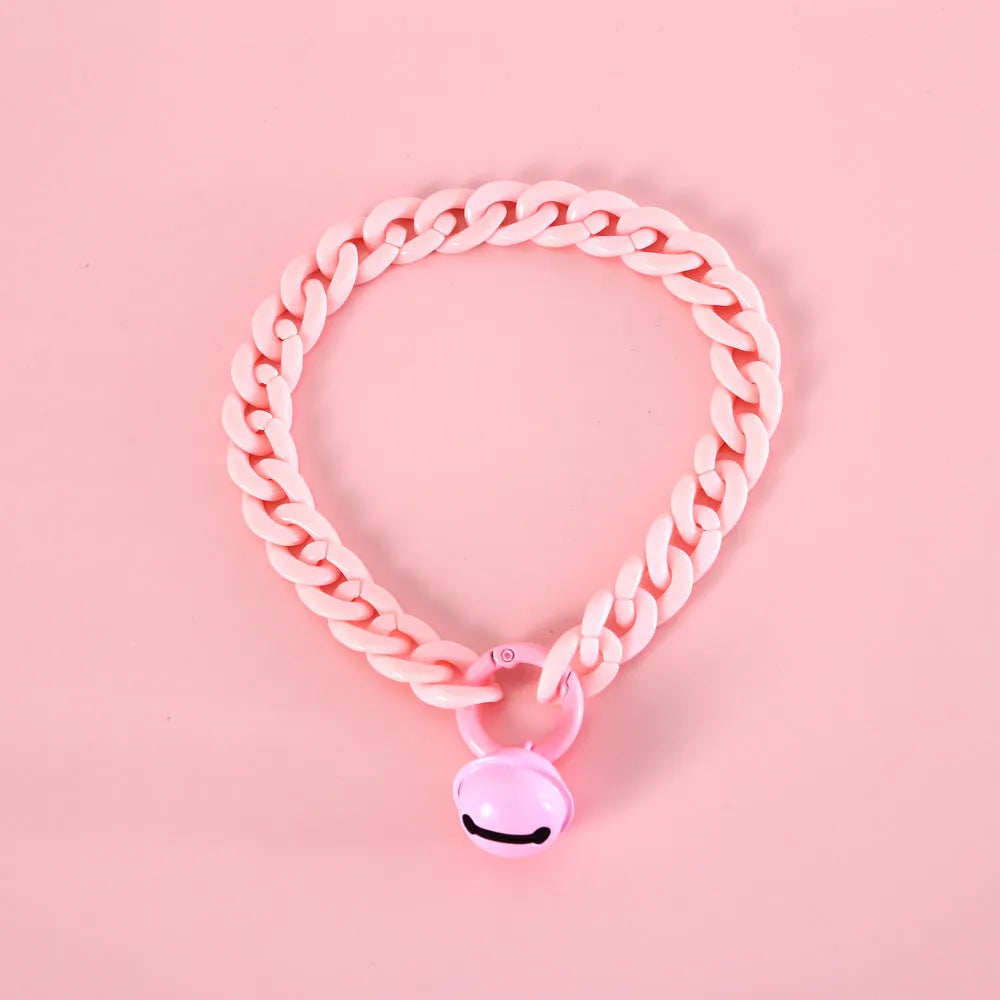 Adjustable plastic pet collar in macaron candy colours with chain details for cats dogs rabbits