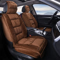 Winter short plush car seat cushion with wool cotton filler and polyester cover in multiple colour options.
