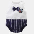 Sleeveless 100% cotton baby vest for newborns in a printed design.