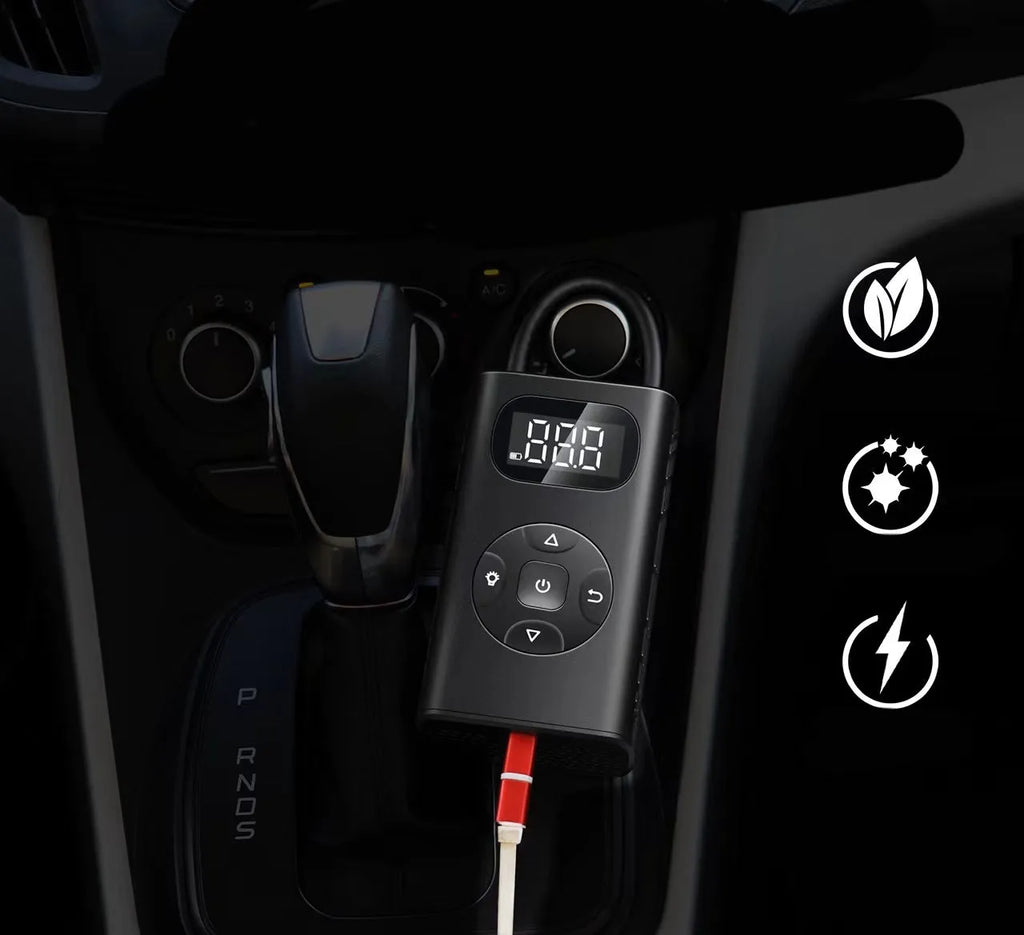 Black aviation aluminium alloy portable USB tyre inflator for car motorcycle bicycle