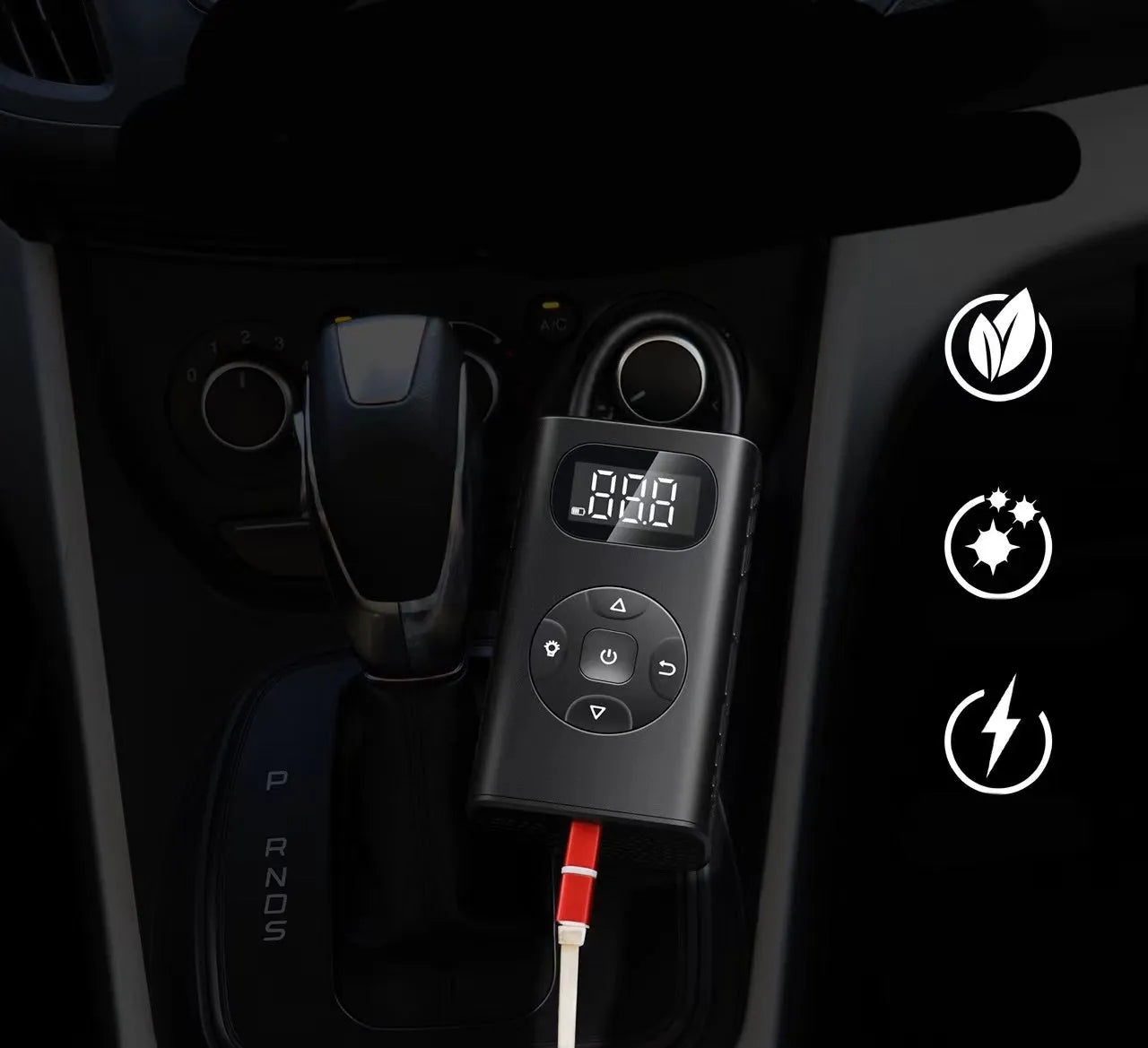 Black aviation aluminium alloy portable USB tyre inflator for car motorcycle bicycle