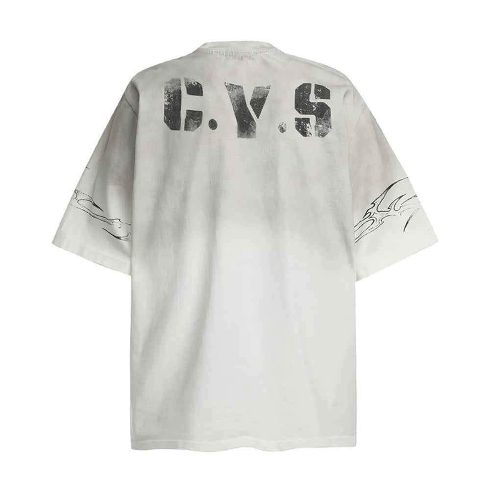 Men's short-sleeved cotton T-shirt in white and black colour options showing front view