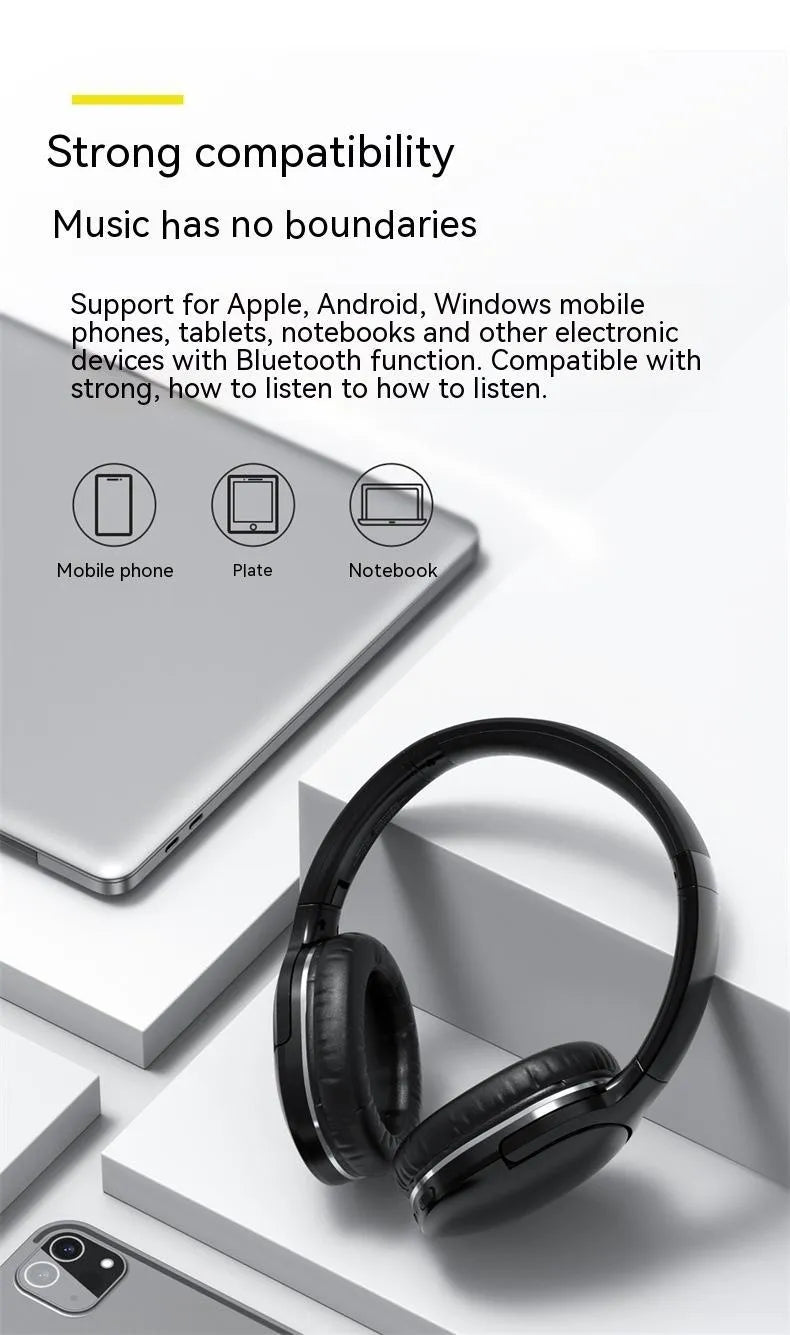 Black wireless Bluetooth sports gaming headset with head-mounted design