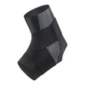 Black lycra cloth ankle support with anti-kick protection shown on adult ankle