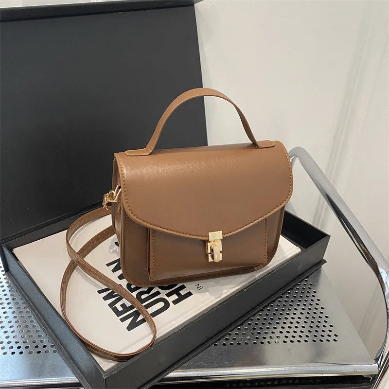 Urban simplicity messenger bag in PU leather with document pocket and sewing line detail