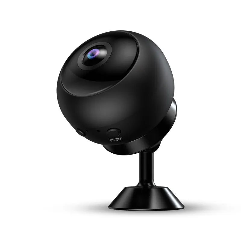 1080p wireless WIFI security camera with ABS housing and USB cable for power.