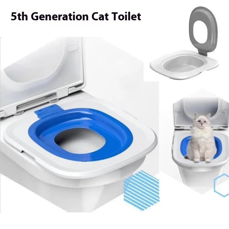 Fifth generation cat toilet trainer mat in blue, grey, or green colours with ABS plastic construction