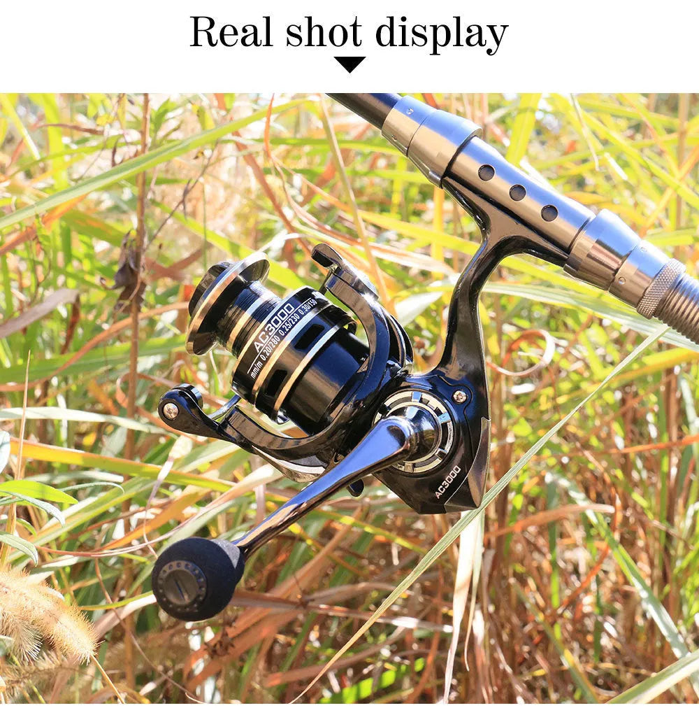 Fishing Reel Metal Spinning Wheel AC2000 AC3000 AC4000 AC5000 AC6000 AC7000 Lightweight Thickened Durable Full Metal Rocker Arm Waterproof Smooth Outlet No Line Damage Telescopic Rod Bait Fishing Reel
