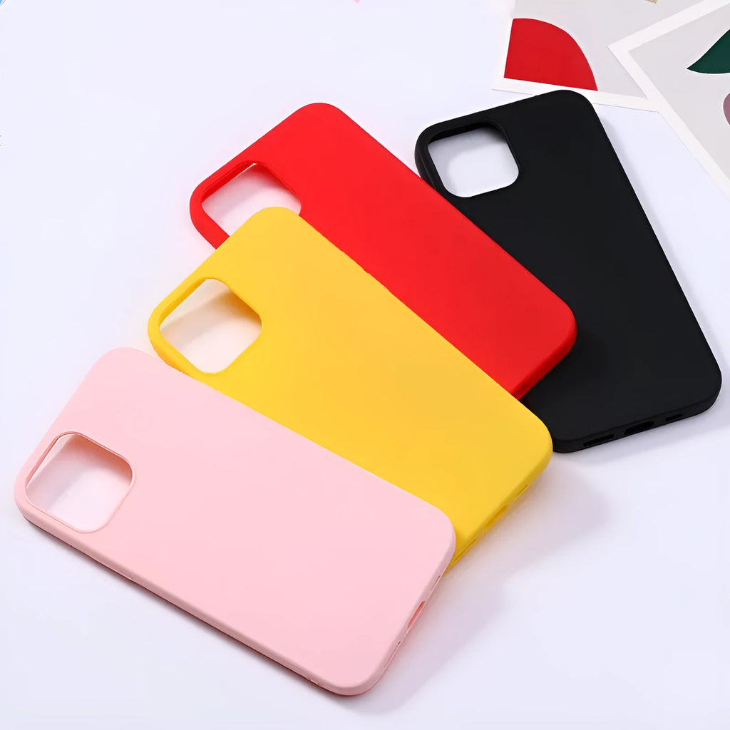 Candy silicone TPU phone case for iPhone 12 series in solid colour back cover style