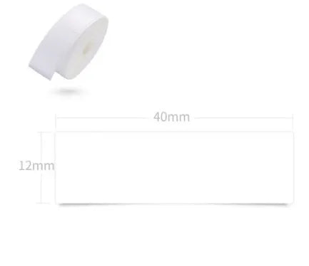 Mini portable Bluetooth thermal label printer in black, 130x75x28mm, with 203dpi print head and 15mm label roll