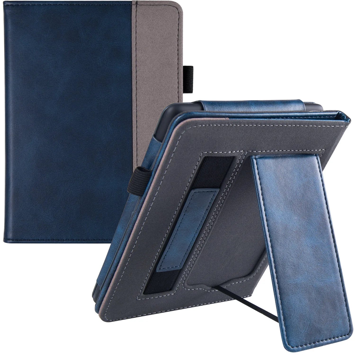 Kindle Paperwhite leather case with integrated wrist strap in a choice of colours including black calfskin.