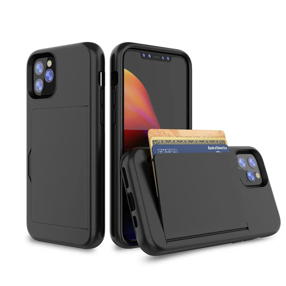 Simple solid colour iPhone 11 series mobile phone case in black, red, pink, blue, dark blue, or purple.