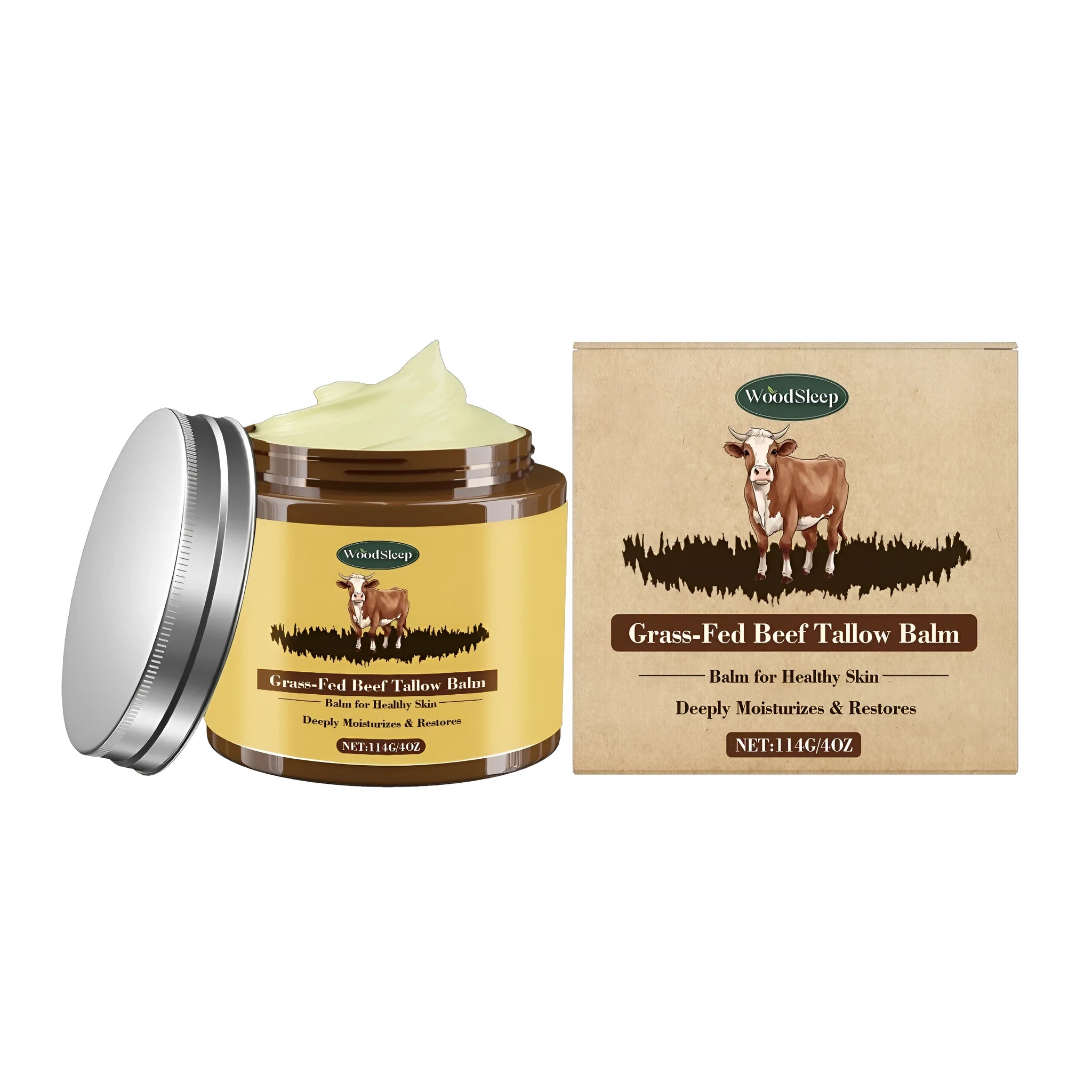 114g jar of cow fat skin care cream with honey and olive oil moisturising formula