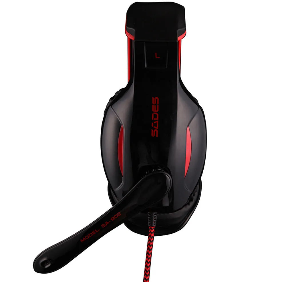 SADES SA 902 black USB gaming headset for PC with over-ear design and adjustable headband